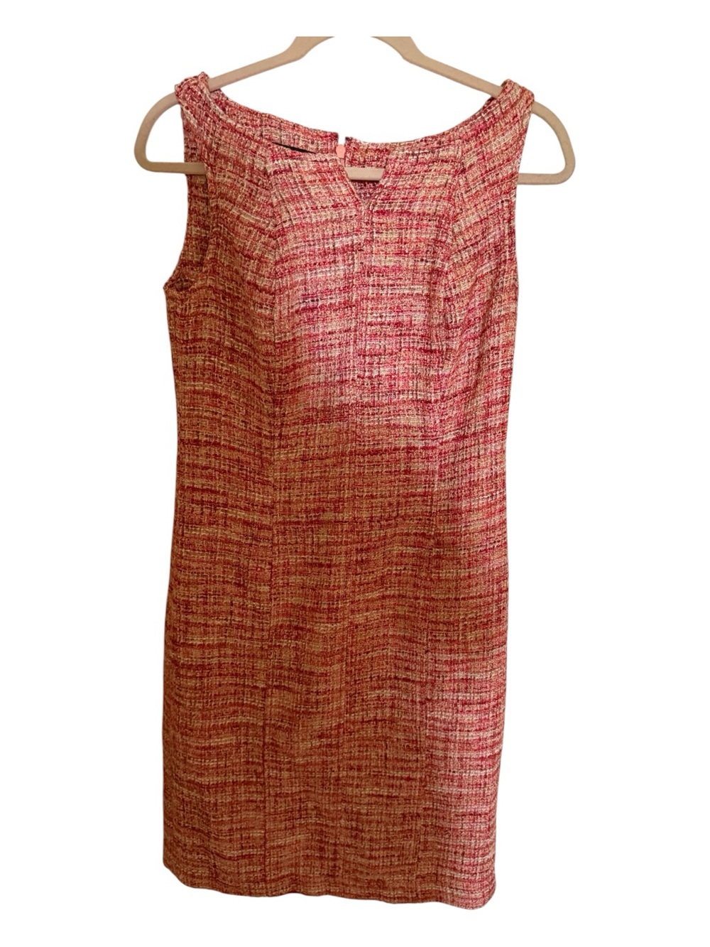 Talbots Textured Tweed Sleeveless Sheath Dress – Pink/Red Multi